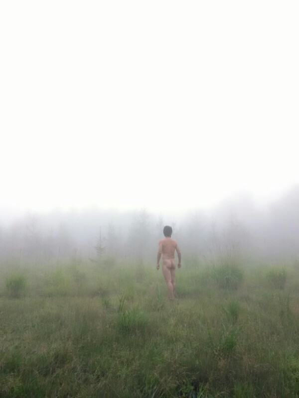 近くの高原で霧の日